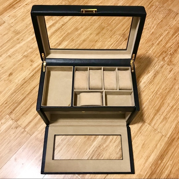 Wolf Designs Double Watch Winder Storage Box Black - Picture 4 of 12